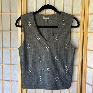 Gray tweed-style shirt vest | Chelsea28 | size M